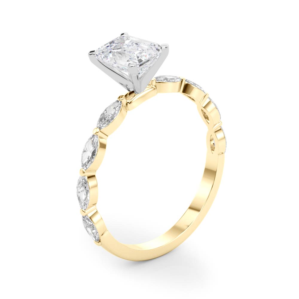 Majestic Sidestone Marquise Diamond Engagement Ring — 9K/18K Gold & Platinum