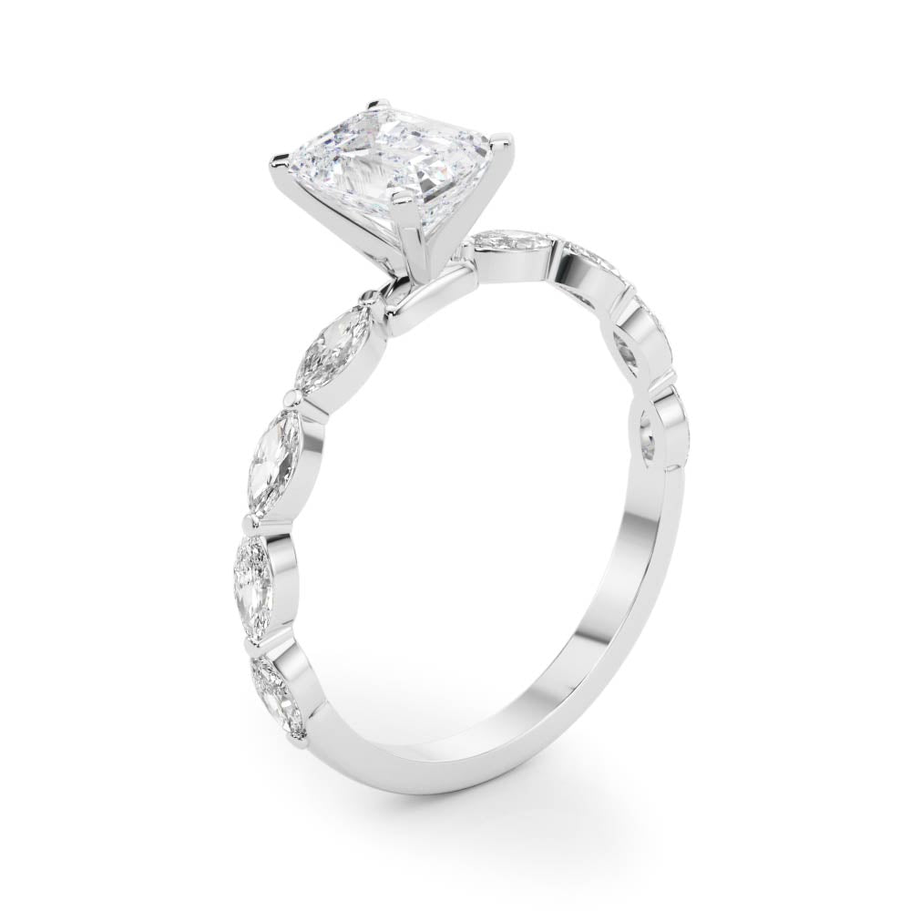 Majestic Sidestone Marquise Diamond Engagement Ring — 9K/18K Gold & Platinum
