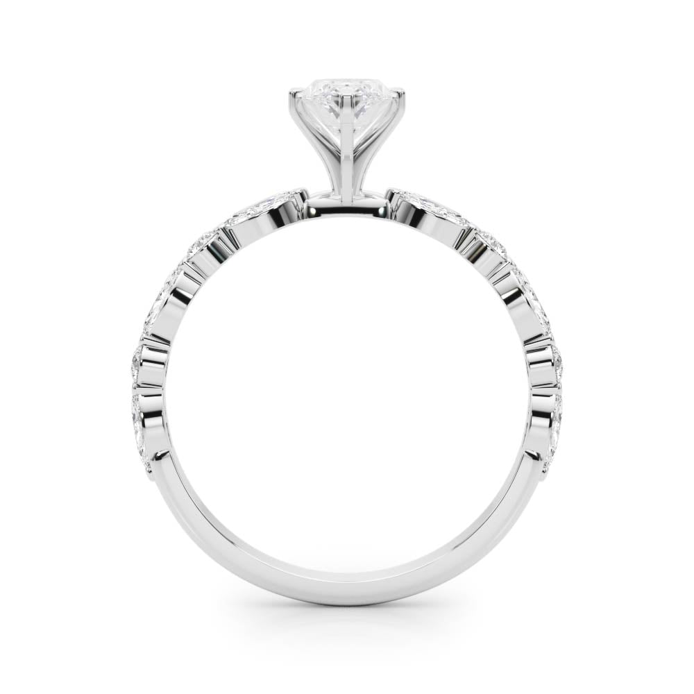 Majestic Sidestone Marquise Diamond Engagement Ring — 9K/18K Gold & Platinum