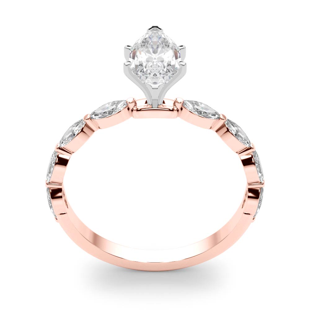 Majestic Sidestone Marquise Diamond Engagement Ring — 9K/18K Gold & Platinum
