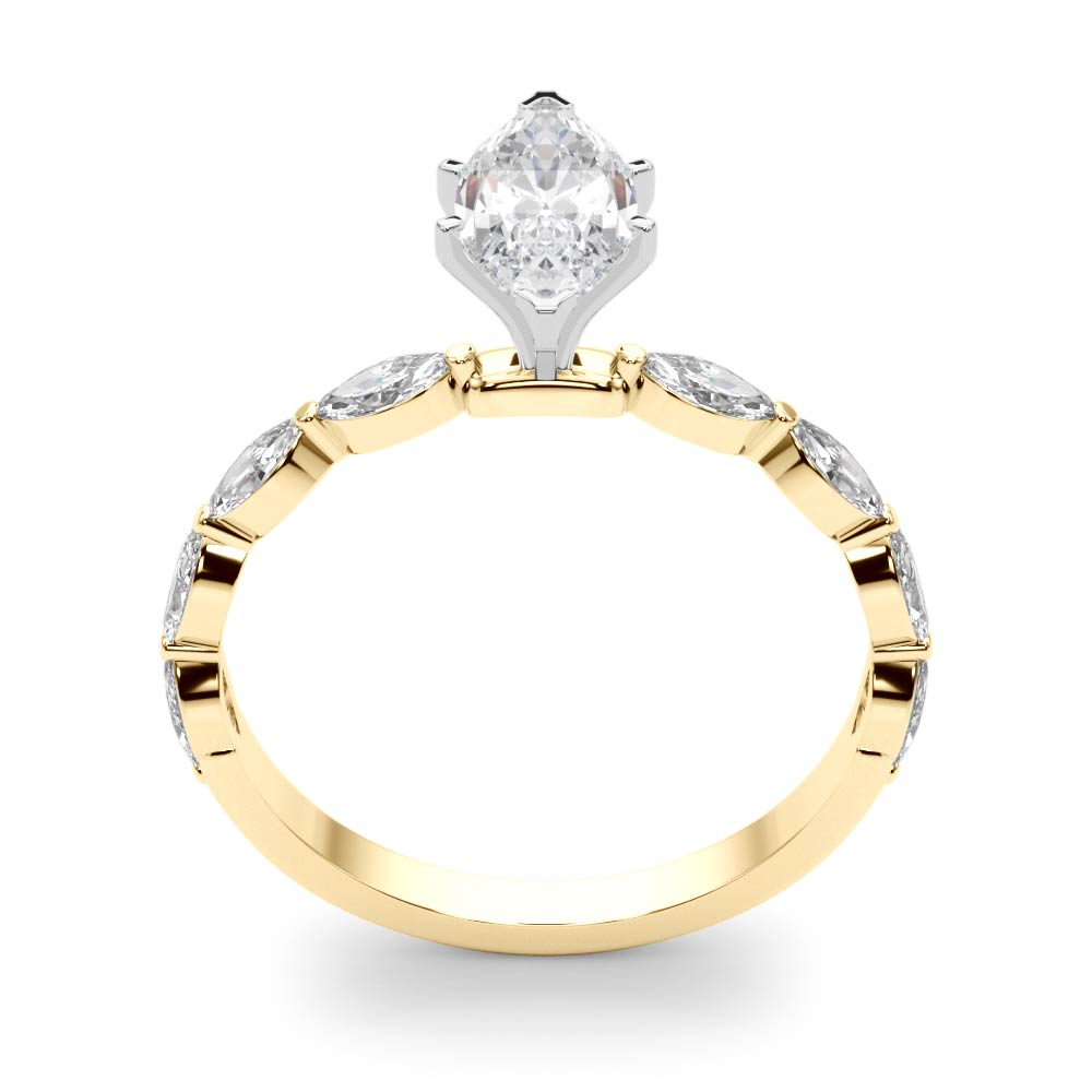 Majestic Sidestone Marquise Diamond Engagement Ring — 9K/18K Gold & Platinum
