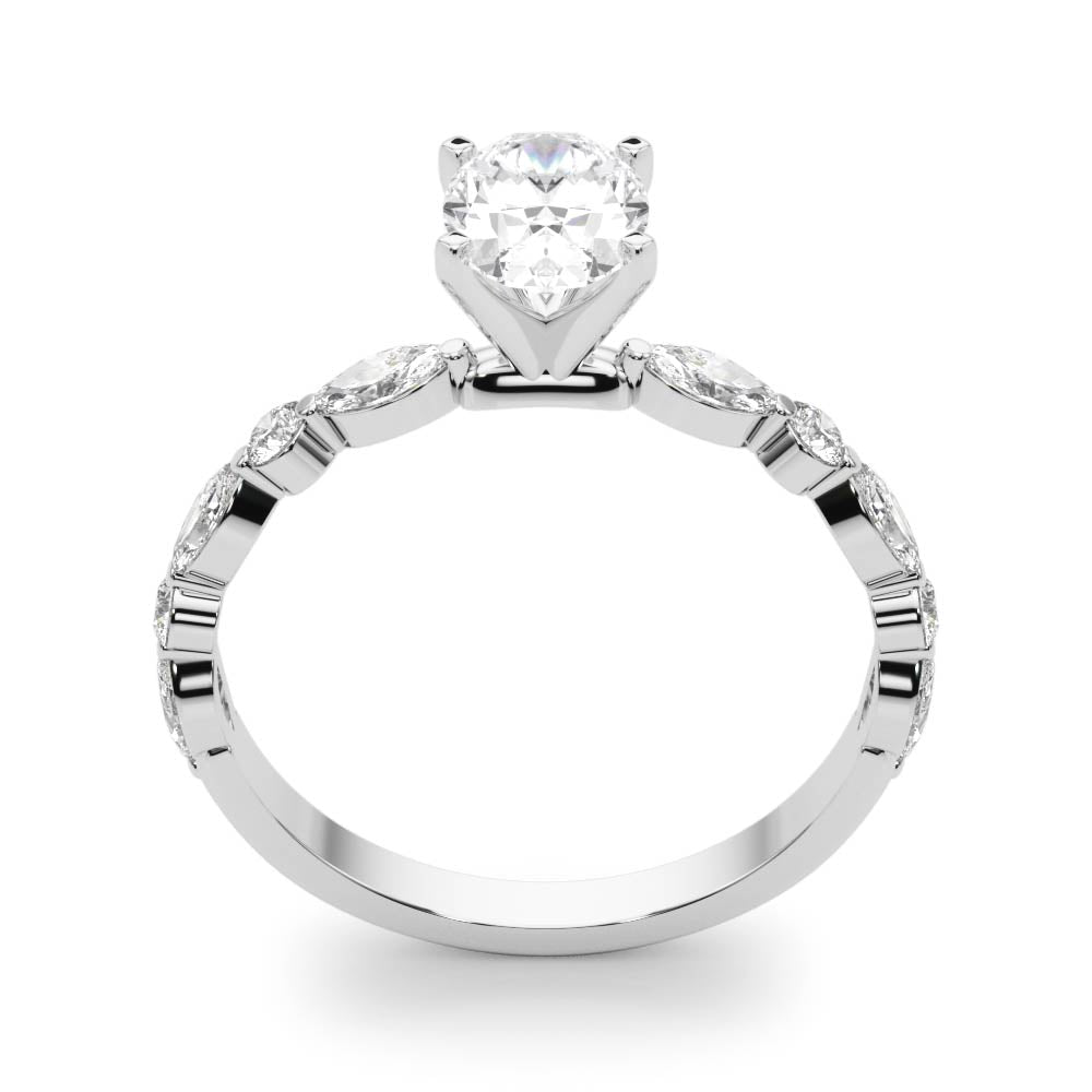 Majestic Sidestone Marquise Diamond Engagement Ring — 9K/18K Gold & Platinum