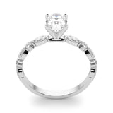 Majestic Sidestone Marquise Diamond Engagement Ring — 9K/18K Gold & Platinum