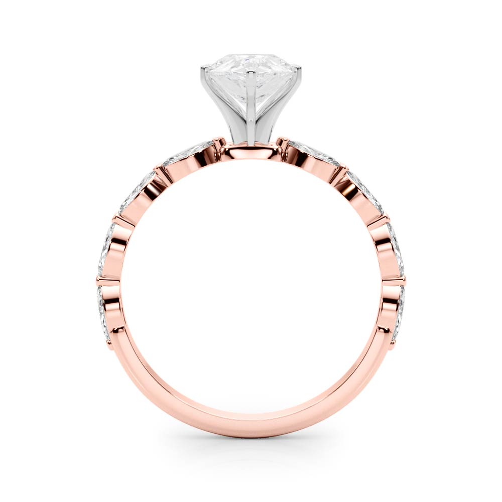 Majestic Sidestone Marquise Diamond Engagement Ring — 9K/18K Gold & Platinum