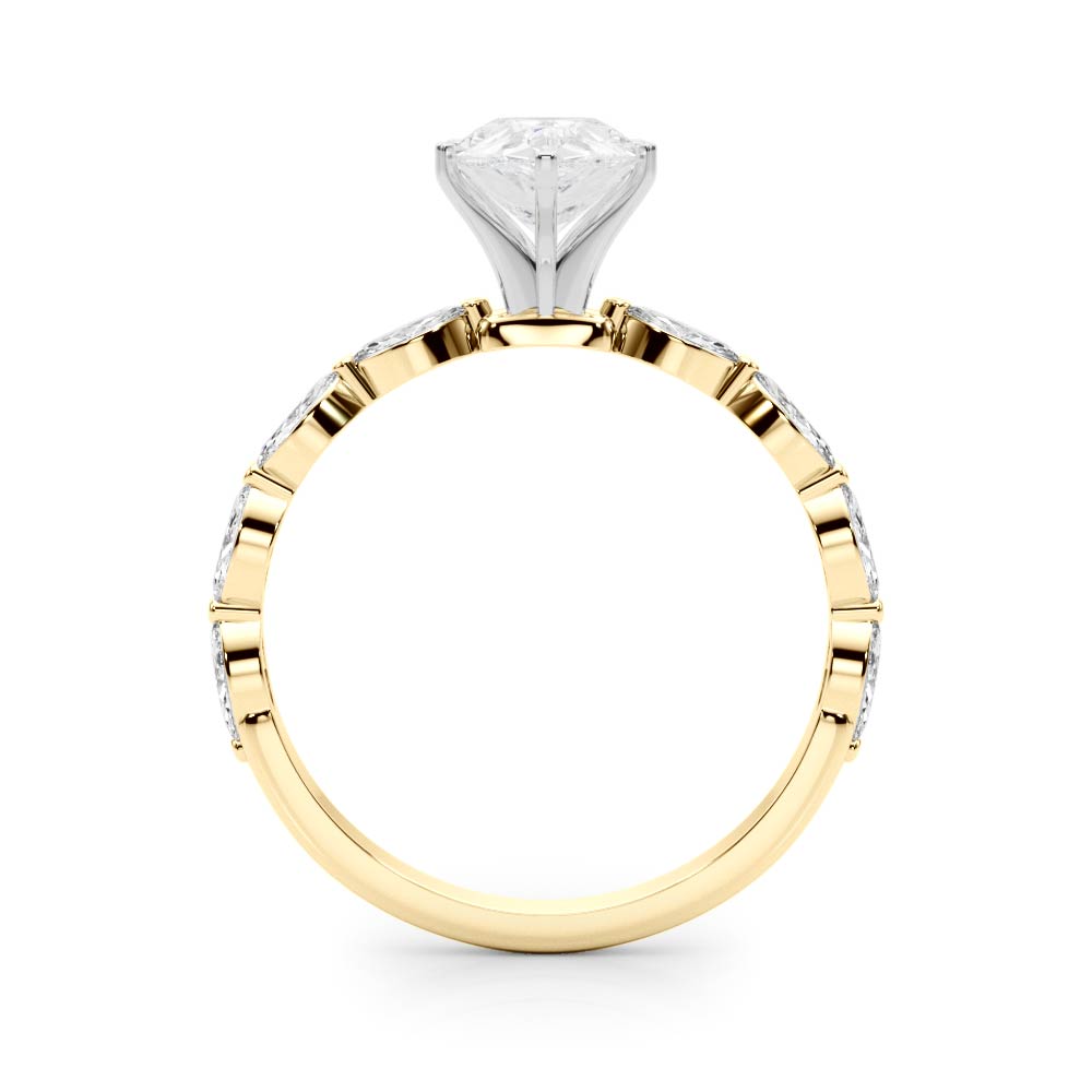 Majestic Sidestone Marquise Diamond Engagement Ring — 9K/18K Gold & Platinum