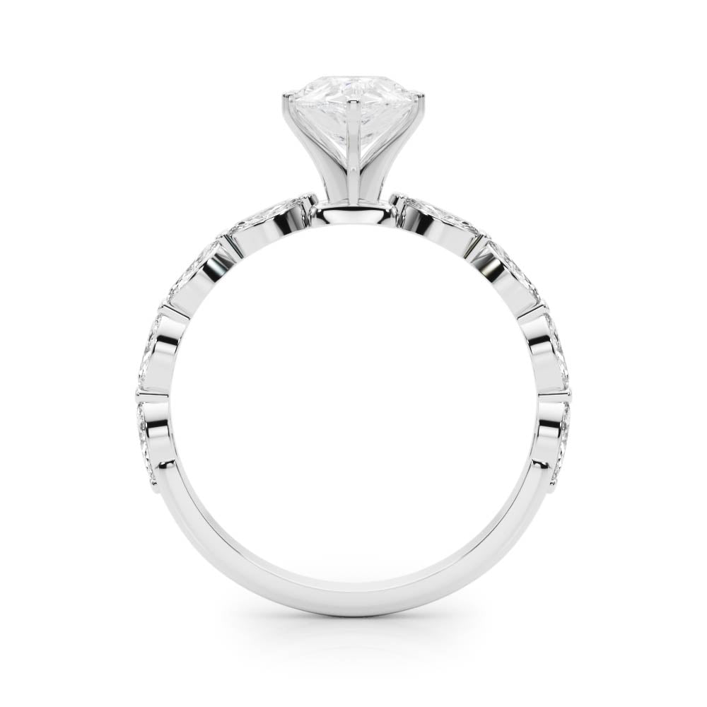 Majestic Sidestone Marquise Diamond Engagement Ring — 9K/18K Gold & Platinum