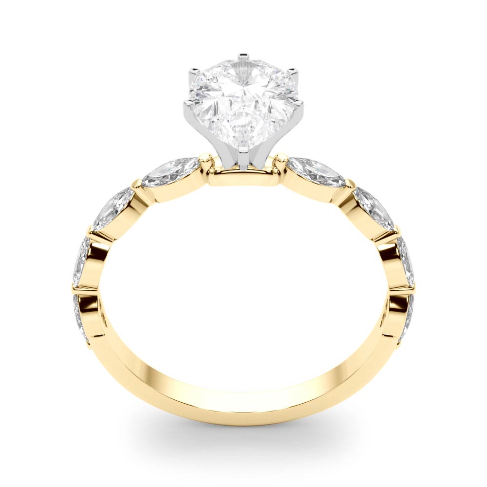Majestic Sidestone Marquise Diamond Engagement Ring — 9K/18K Gold & Platinum