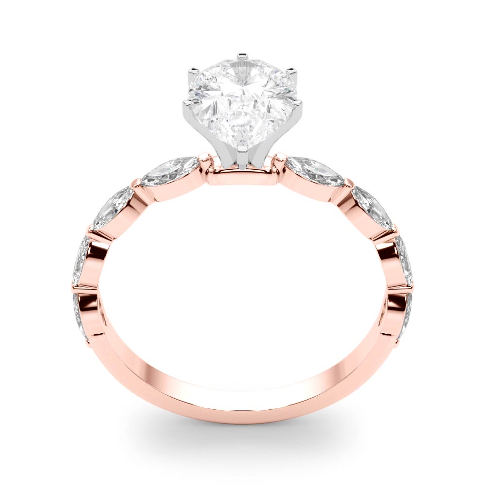 Majestic Sidestone Marquise Diamond Engagement Ring — 9K/18K Gold & Platinum