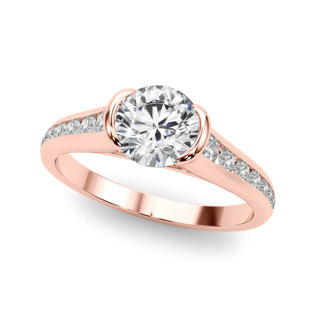 Vintage-Inspired Center Round Diamond Engagement Ring — 9K/18K Gold & Platinum
