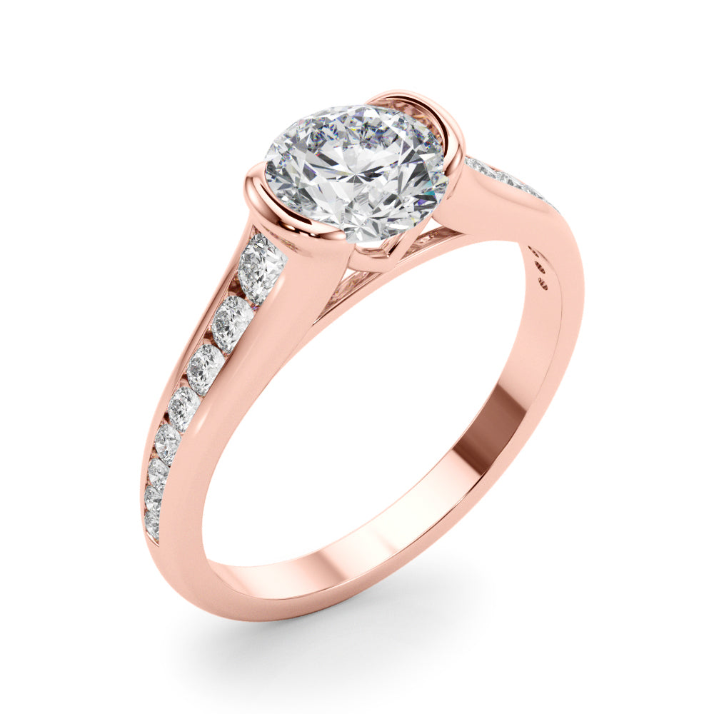 Vintage-Inspired Center Round Diamond Engagement Ring — 9K/18K Gold & Platinum