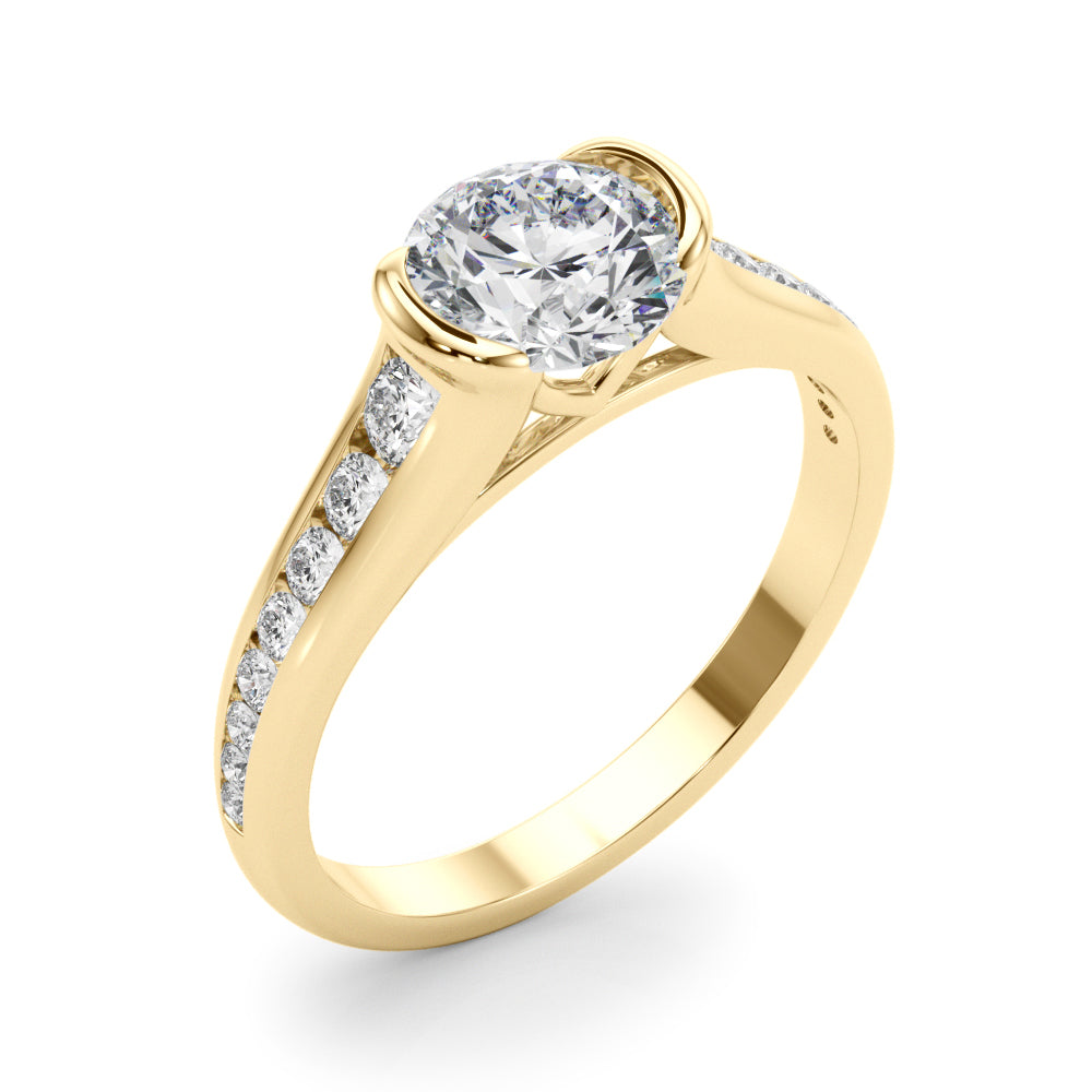 Vintage-Inspired Center Round Diamond Engagement Ring — 9K/18K Gold & Platinum
