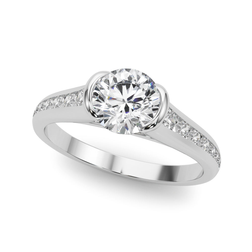 Vintage-Inspired Center Round Diamond Engagement Ring — 9K/18K Gold & Platinum