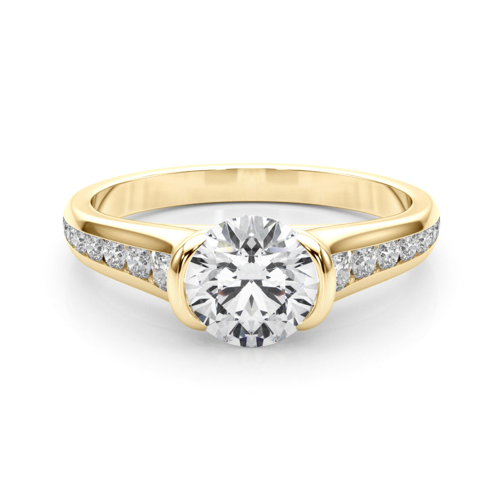 Vintage-Inspired Center Round Diamond Engagement Ring — 9K/18K Gold & Platinum