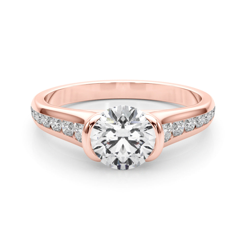 Vintage-Inspired Center Round Diamond Engagement Ring — 9K/18K Gold & Platinum