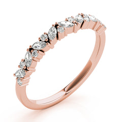 Alternating Round & Marquise Diamond Half Eternity Ring in Gold & Platinum