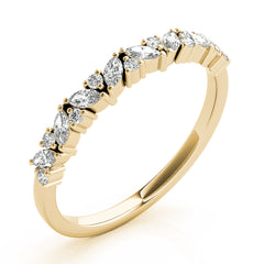 Alternating Round & Marquise Diamond Half Eternity Ring in Gold & Platinum