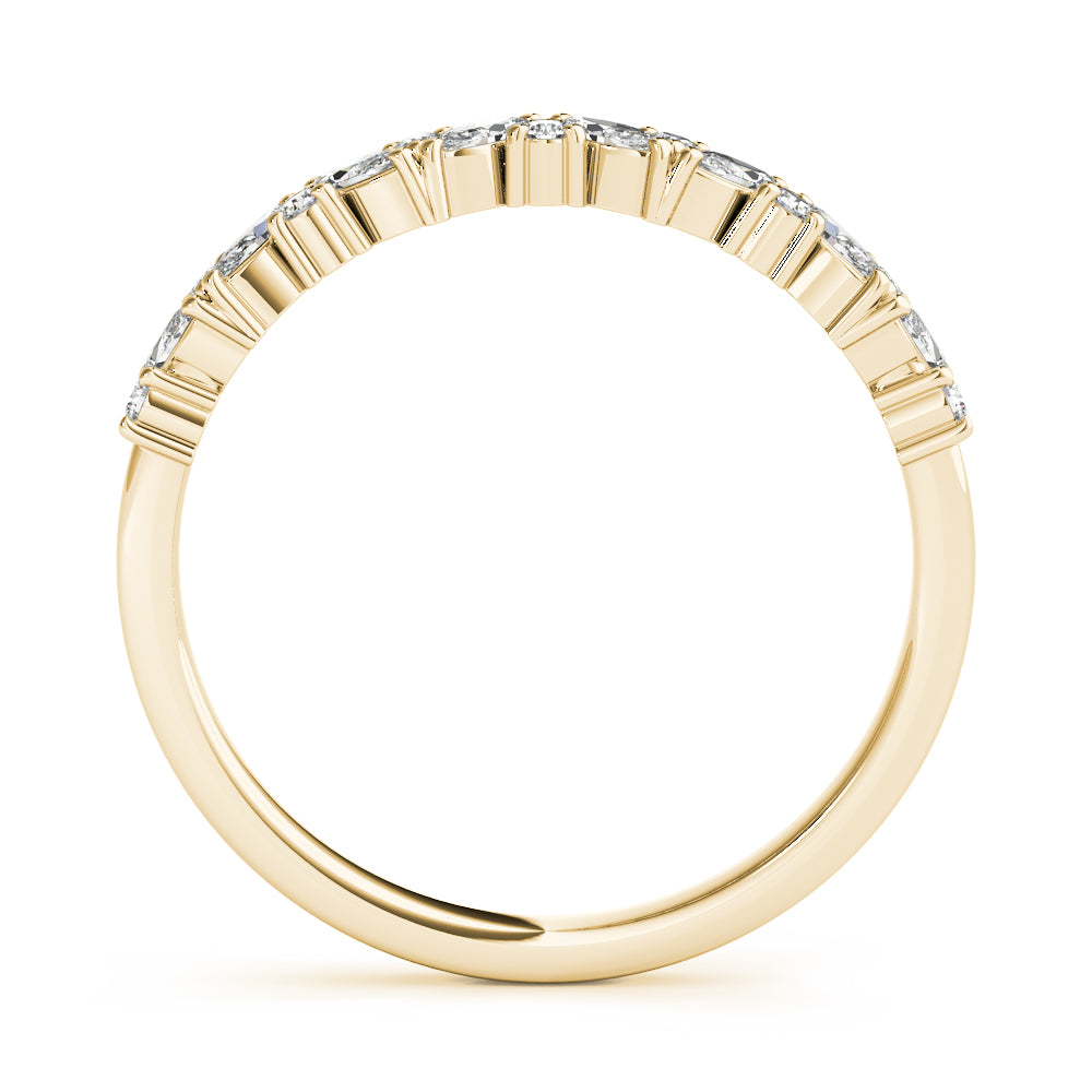 Alternating Round & Marquise Diamond Half Eternity Ring in Gold & Platinum