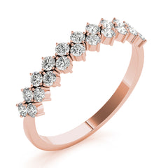 2-Row Prong Set Half Eternity Ring in Gold & Platinum