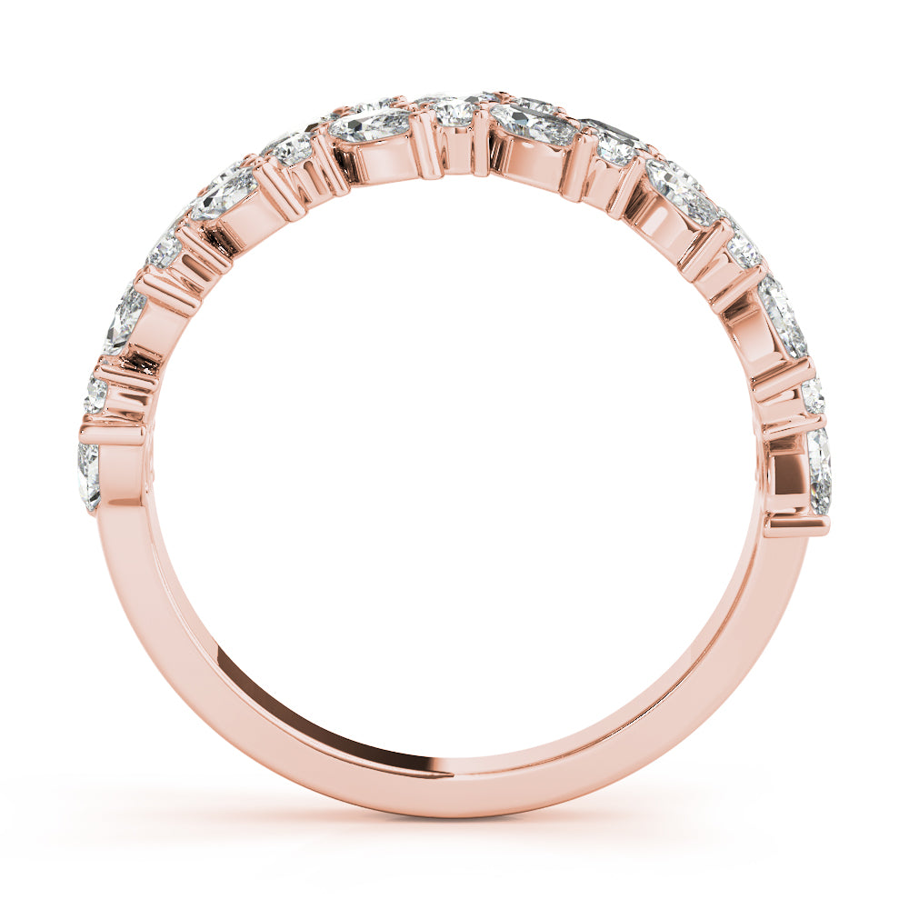 Alternating Marquise & Round 2-Row Half Eternity Ring in Gold & Platinum