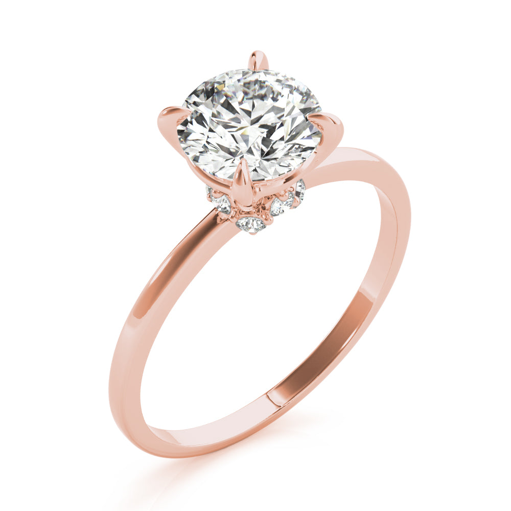 Sculpted Sidestone Round Diamond Engagement Ring — 9K/18K Gold & Platinum