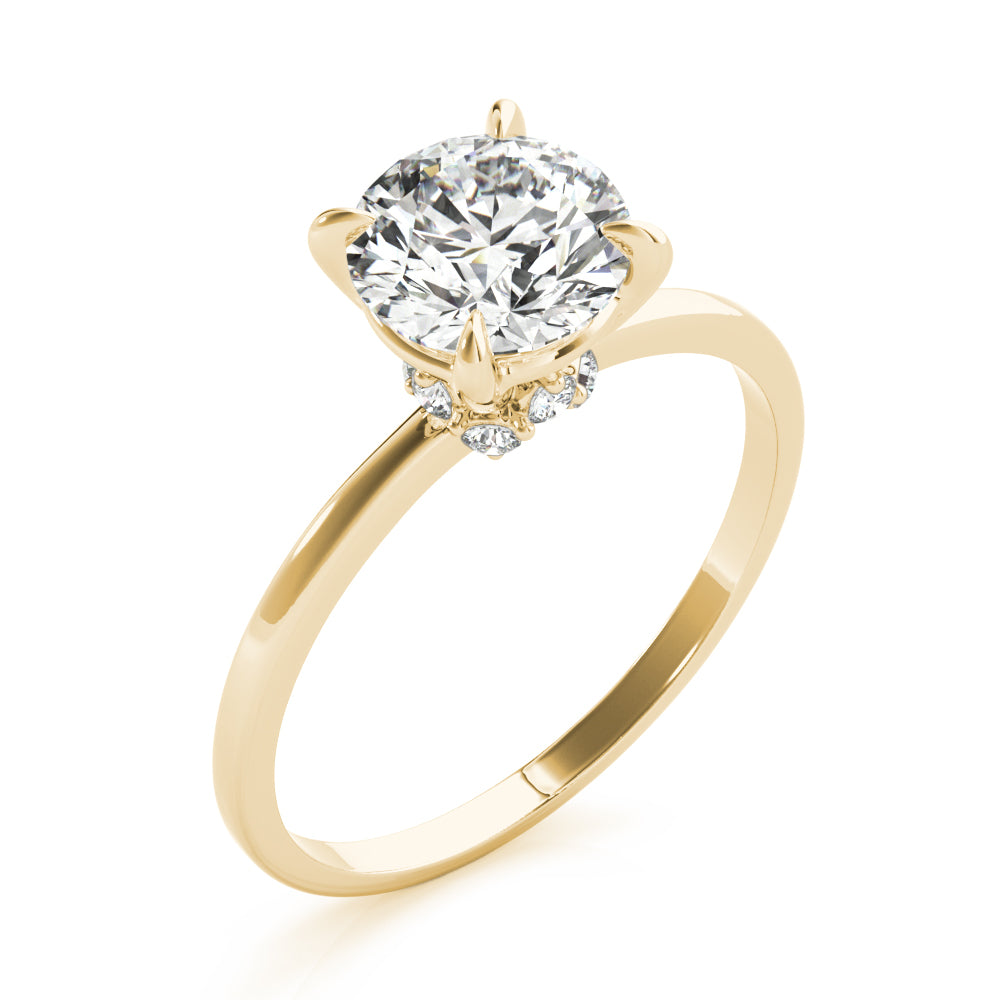 Sculpted Sidestone Round Diamond Engagement Ring — 9K/18K Gold & Platinum