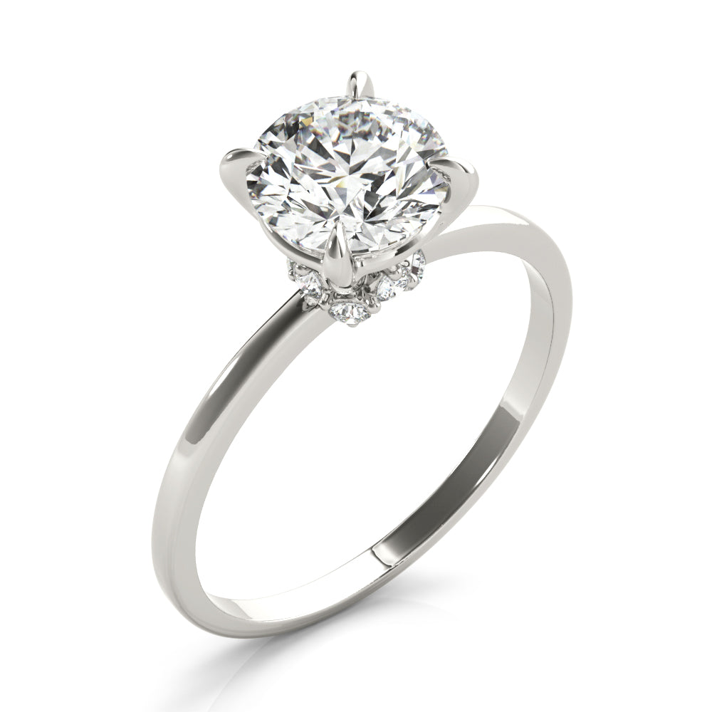 Sculpted Sidestone Round Diamond Engagement Ring — 9K/18K Gold & Platinum