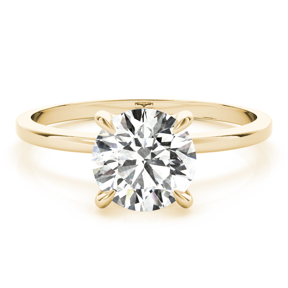 Sculpted Sidestone Round Diamond Engagement Ring — 9K/18K Gold & Platinum