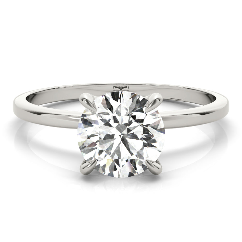 Sculpted Sidestone Round Diamond Engagement Ring — 9K/18K Gold & Platinum