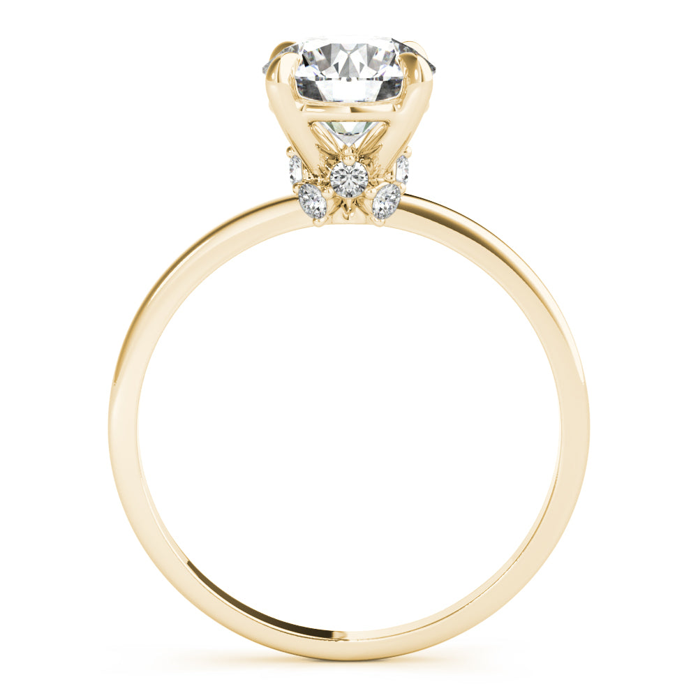 Sculpted Sidestone Round Diamond Engagement Ring — 9K/18K Gold & Platinum