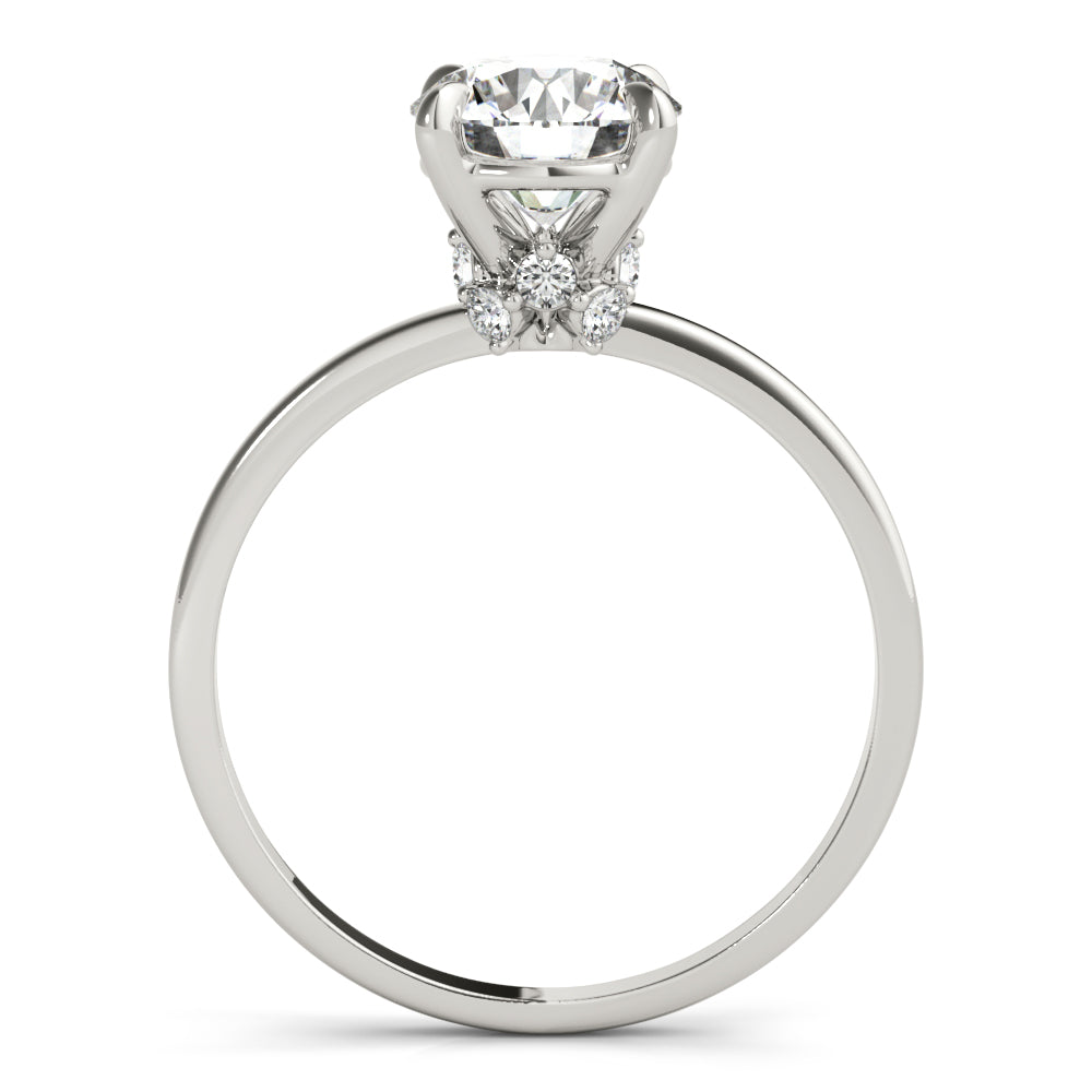 Sculpted Sidestone Round Diamond Engagement Ring — 9K/18K Gold & Platinum