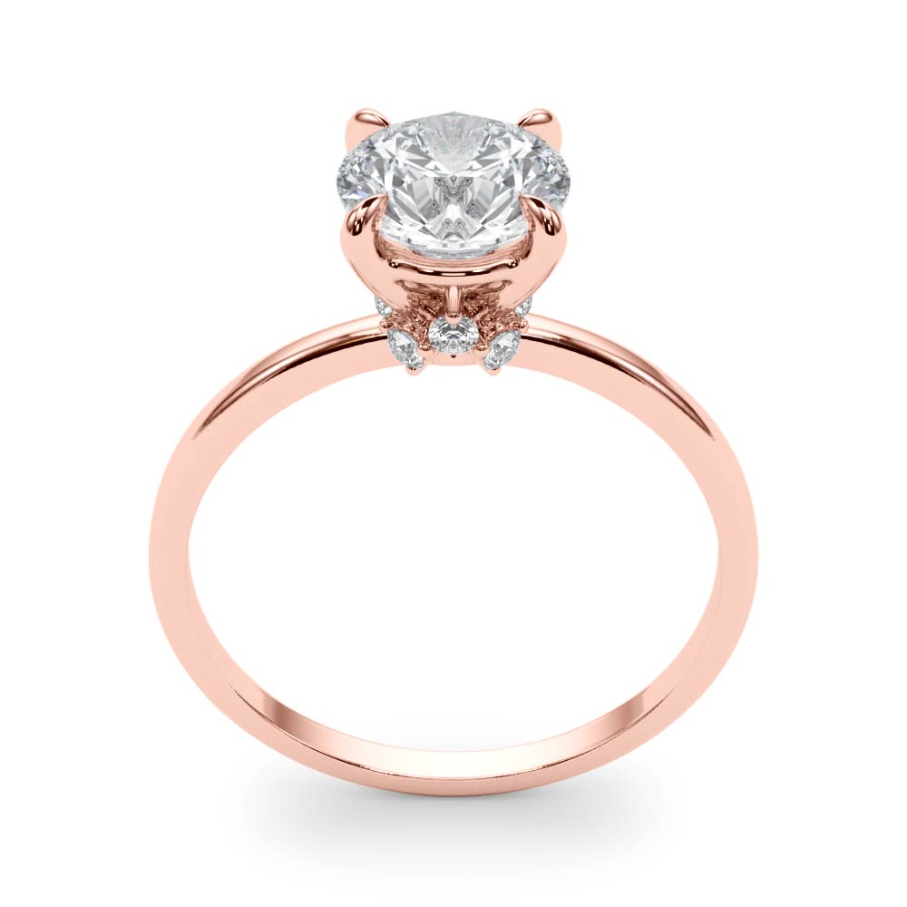 Sculpted Sidestone Round Diamond Engagement Ring — 9K/18K Gold & Platinum