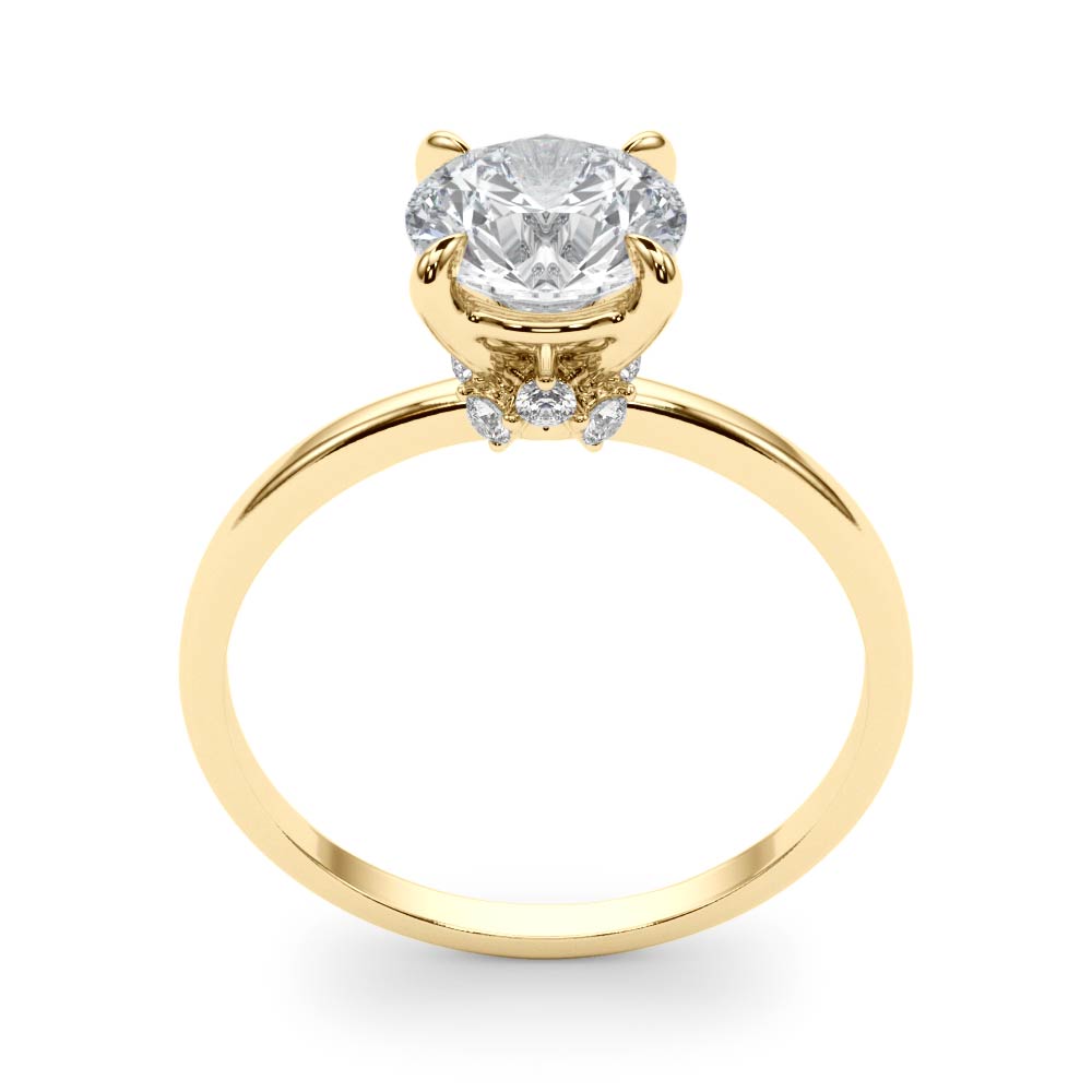 Sculpted Sidestone Round Diamond Engagement Ring — 9K/18K Gold & Platinum