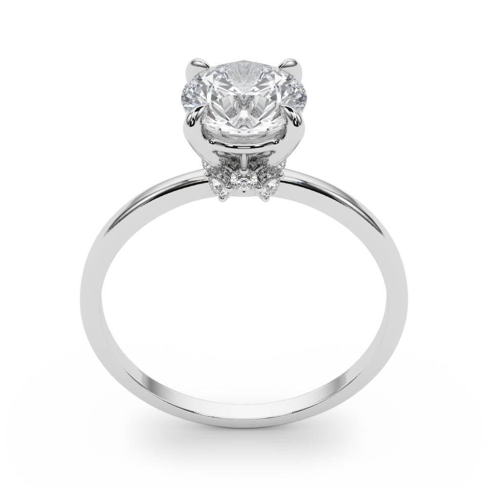 Sculpted Sidestone Round Diamond Engagement Ring — 9K/18K Gold & Platinum