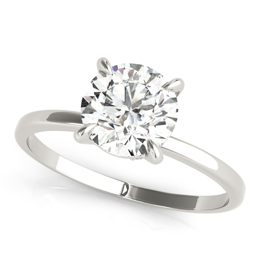 Sculpted Sidestone Round Diamond Engagement Ring — 9K/18K Gold & Platinum