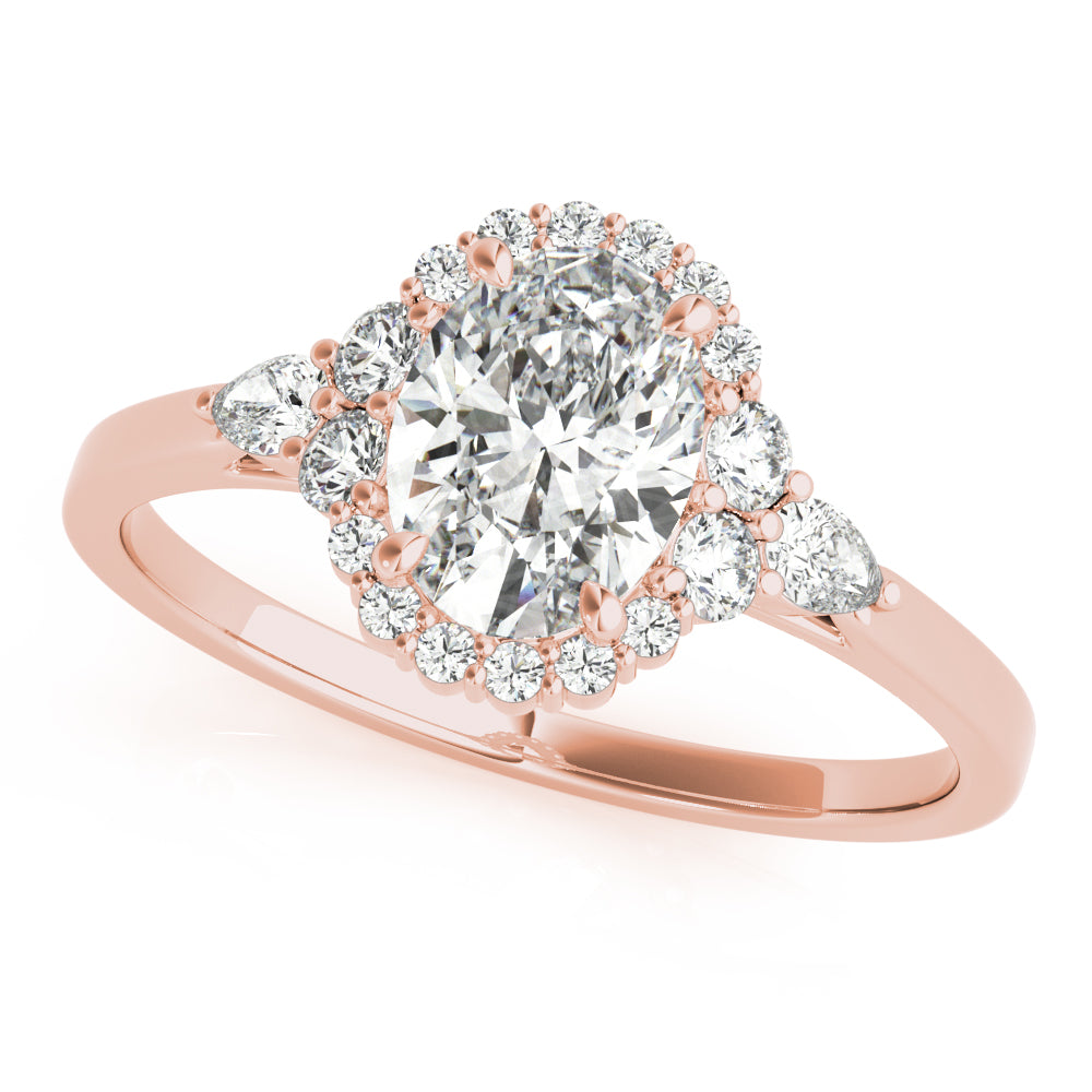 Couture Sidestone Oval Diamond Engagement Ring — 9K/18K Gold & Platinum