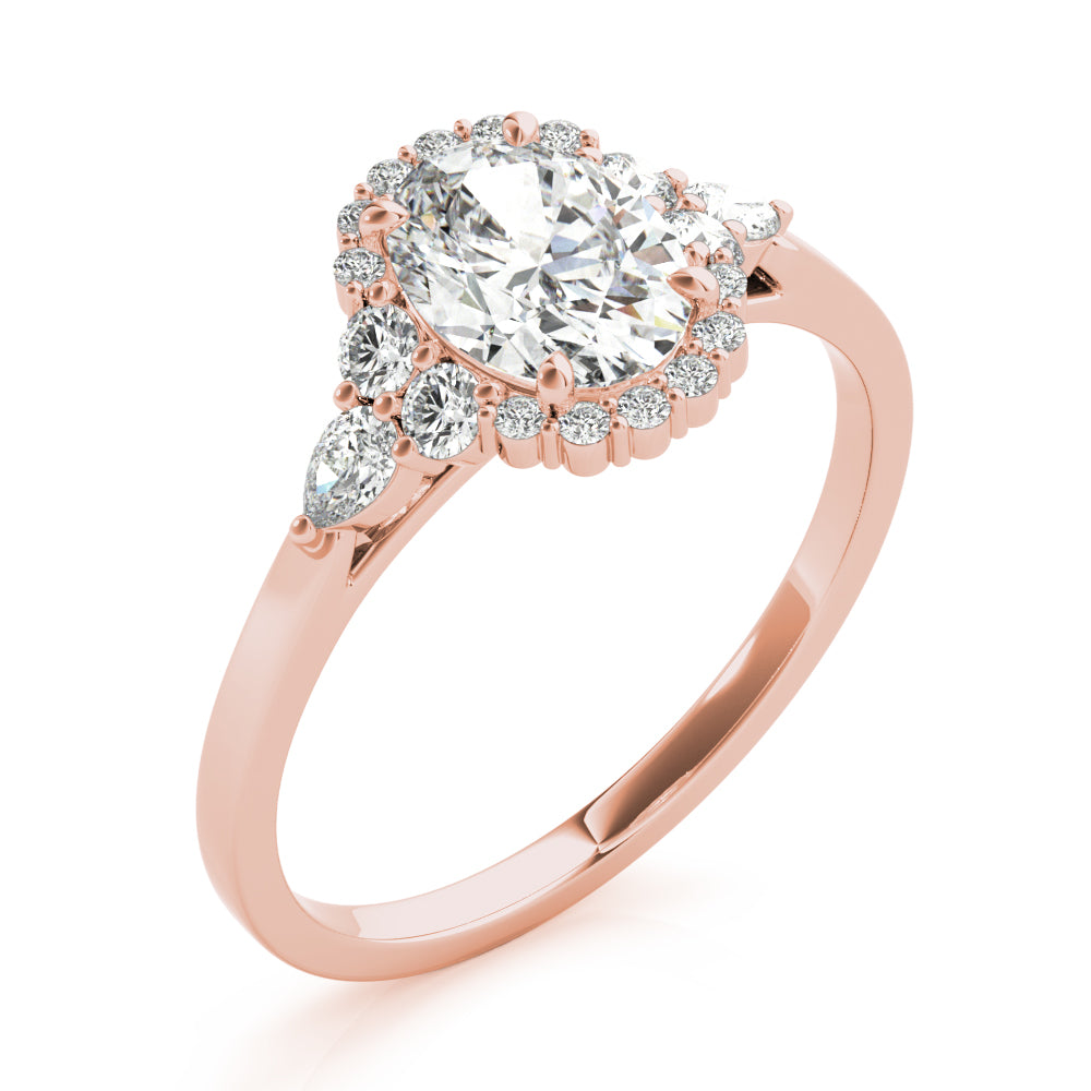 Couture Sidestone Oval Diamond Engagement Ring — 9K/18K Gold & Platinum