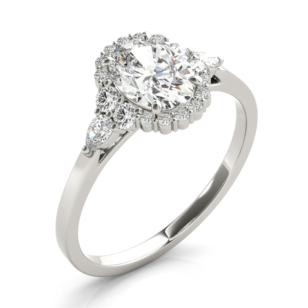 Couture Sidestone Oval Diamond Engagement Ring — 9K/18K Gold & Platinum