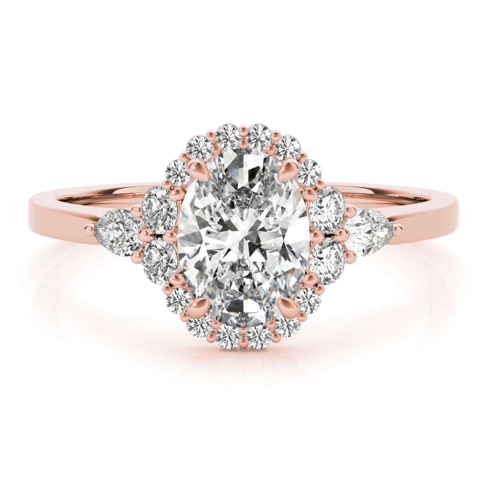Couture Sidestone Oval Diamond Engagement Ring — 9K/18K Gold & Platinum