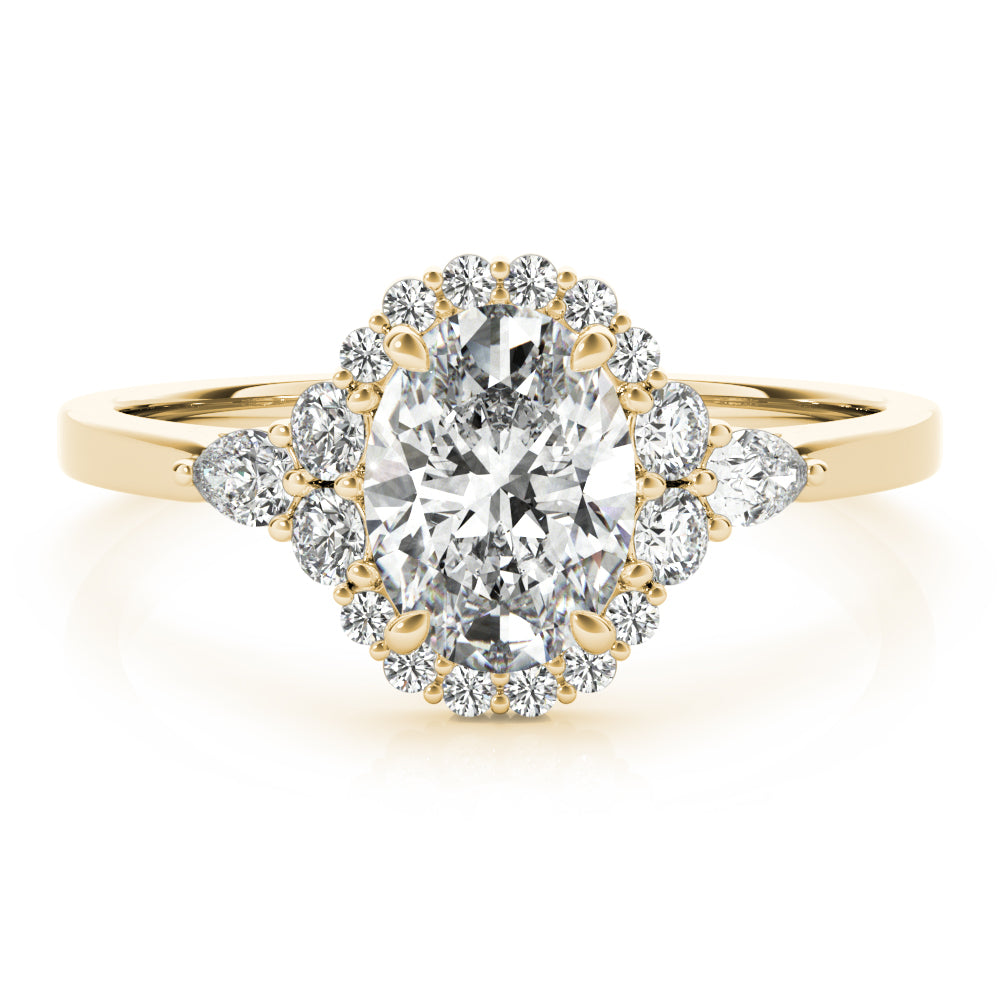 Couture Sidestone Oval Diamond Engagement Ring — 9K/18K Gold & Platinum