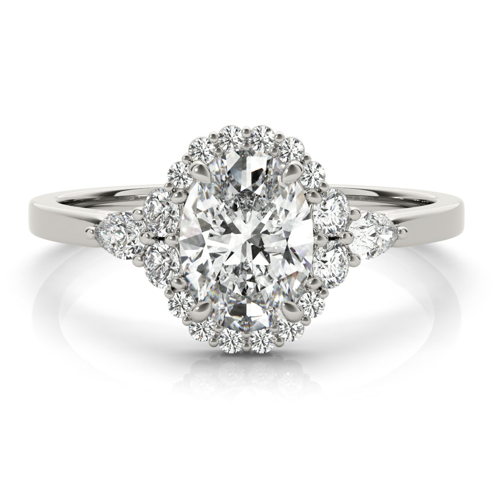 Couture Sidestone Oval Diamond Engagement Ring — 9K/18K Gold & Platinum