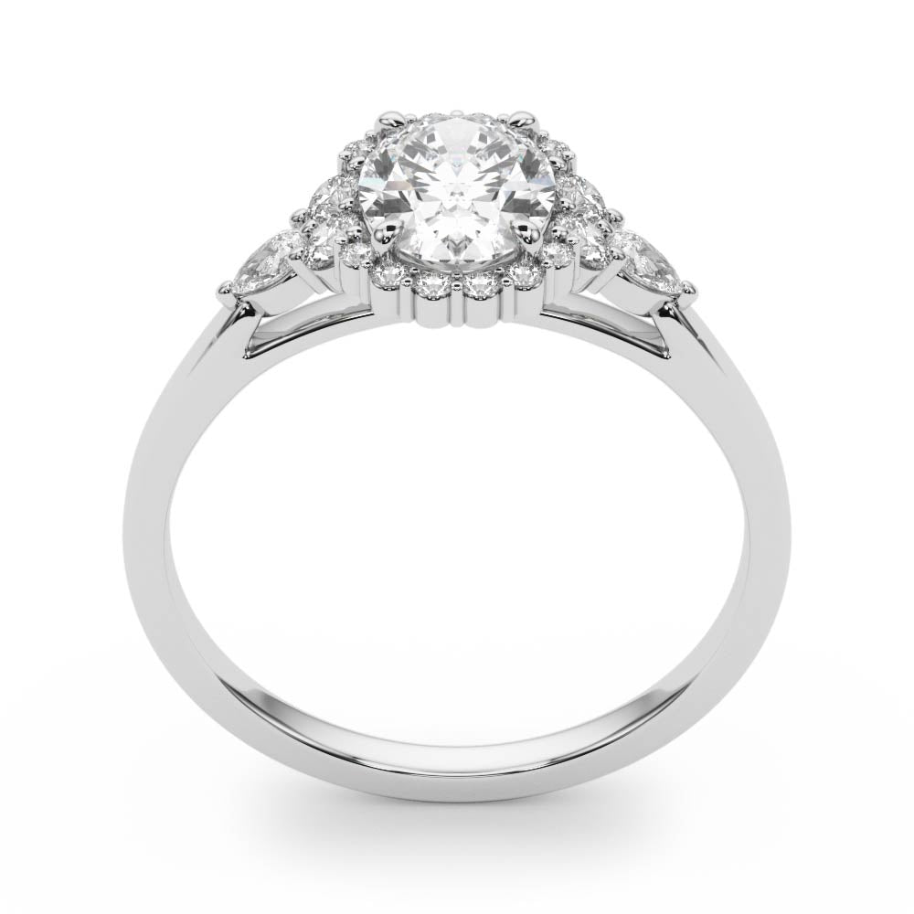 Couture Sidestone Oval Diamond Engagement Ring — 9K/18K Gold & Platinum