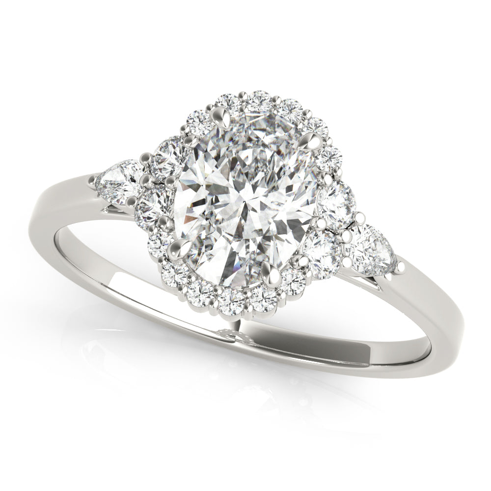 Couture Sidestone Oval Diamond Engagement Ring — 9K/18K Gold & Platinum