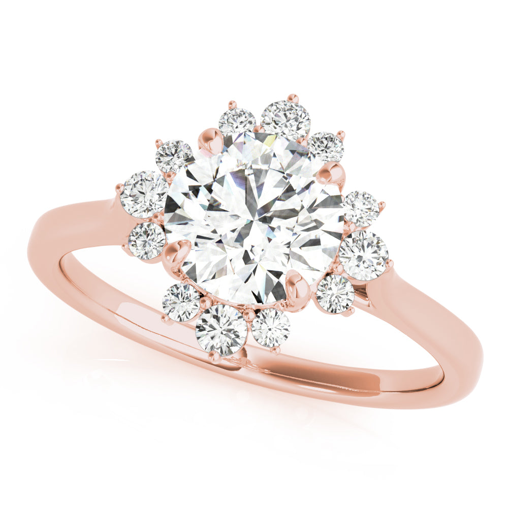 Cherished For Center Round Diamond Engagement Ring — 9K/18K Gold & Platinum