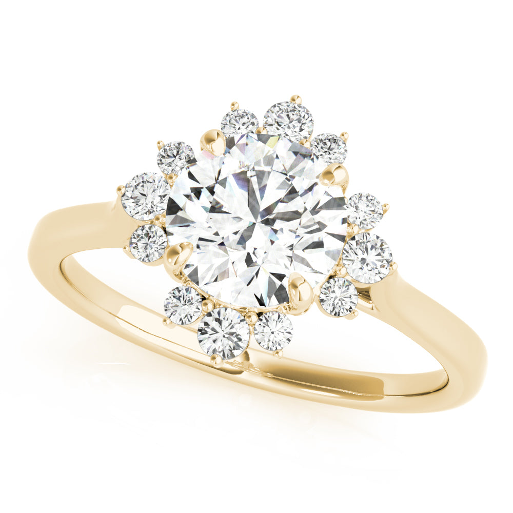 Cherished For Center Round Diamond Engagement Ring — 9K/18K Gold & Platinum