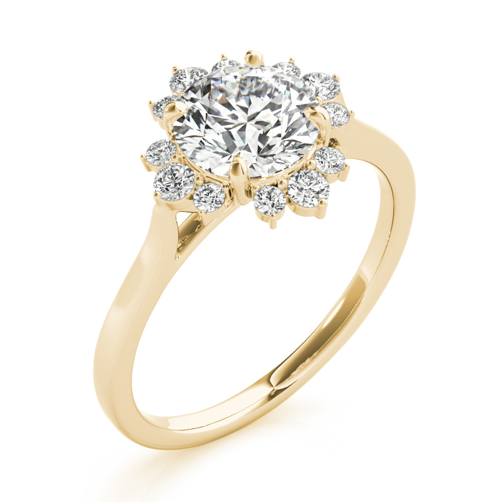 Cherished For Center Round Diamond Engagement Ring — 9K/18K Gold & Platinum