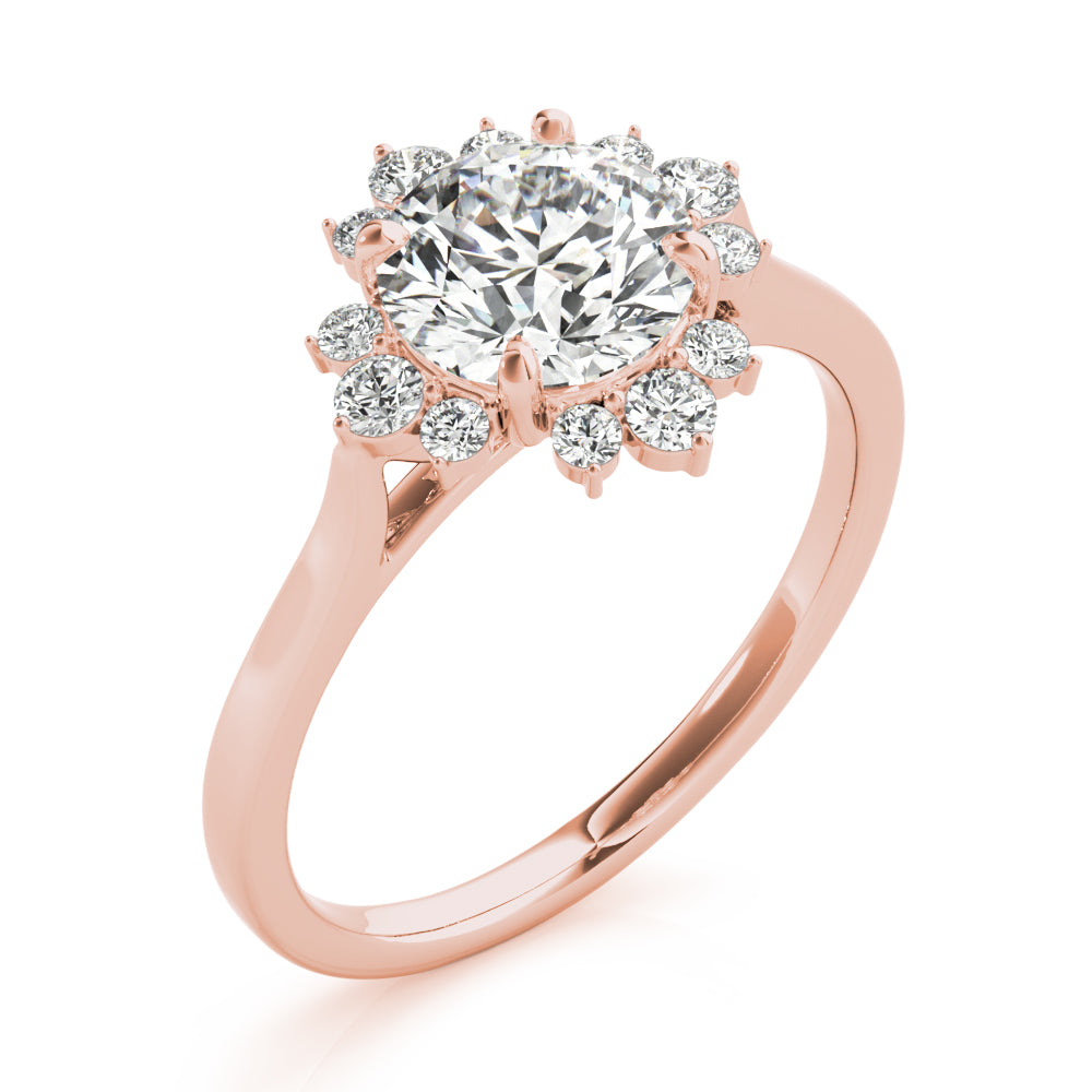 Cherished For Center Round Diamond Engagement Ring — 9K/18K Gold & Platinum