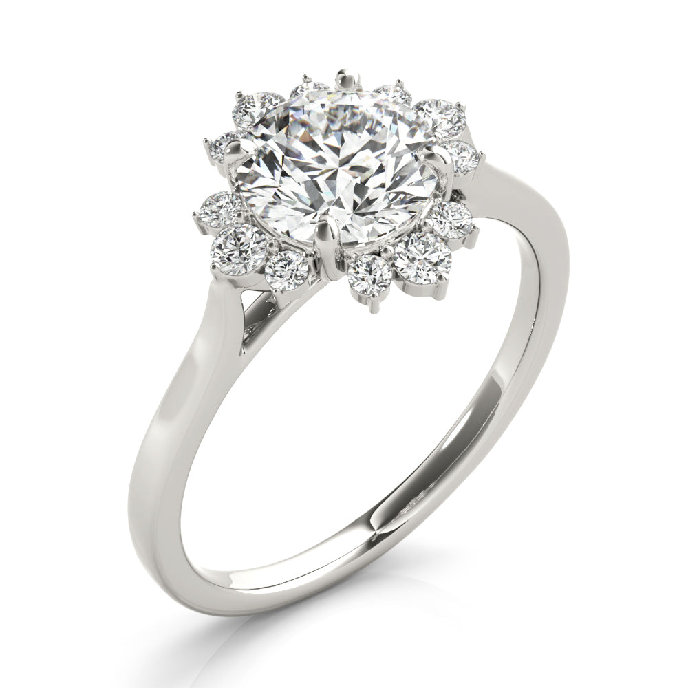 Cherished For Center Round Diamond Engagement Ring — 9K/18K Gold & Platinum
