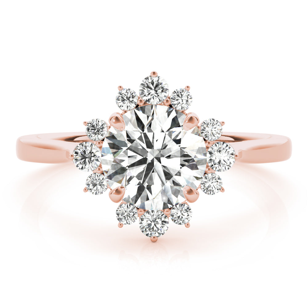 Cherished For Center Round Diamond Engagement Ring — 9K/18K Gold & Platinum