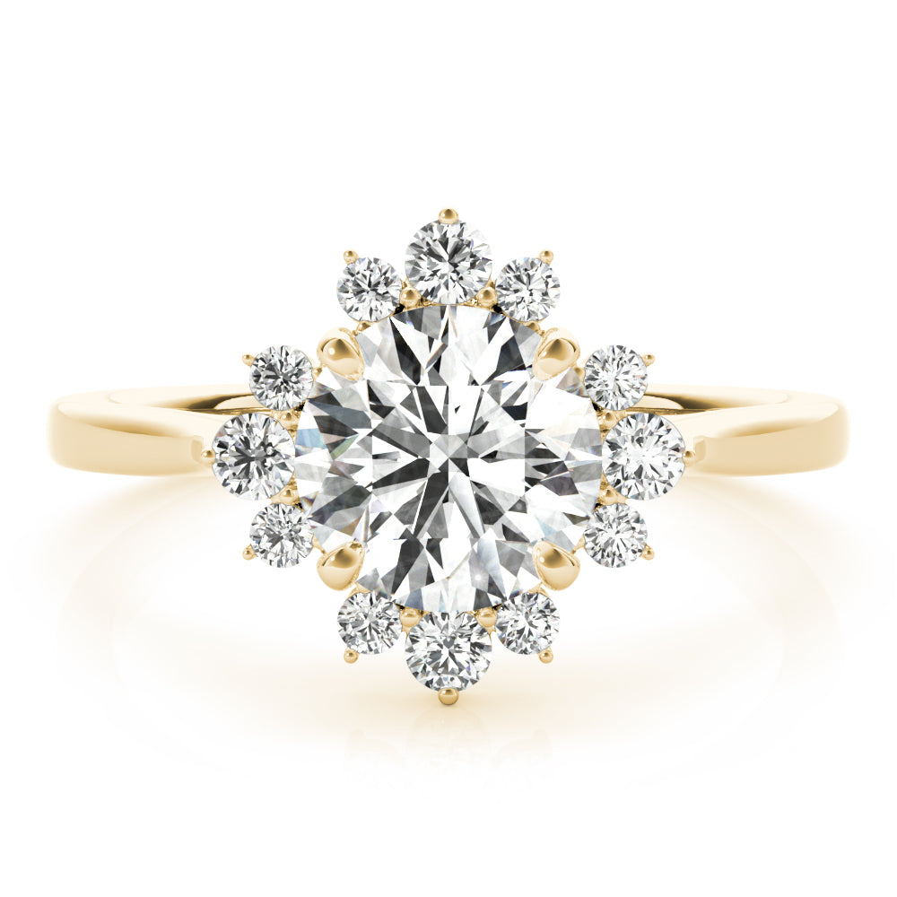 Cherished For Center Round Diamond Engagement Ring — 9K/18K Gold & Platinum