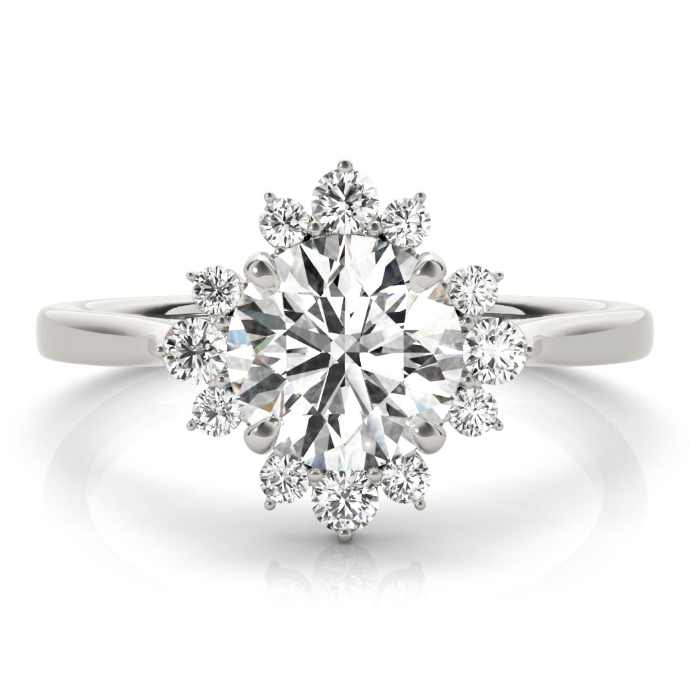 Cherished For Center Round Diamond Engagement Ring — 9K/18K Gold & Platinum